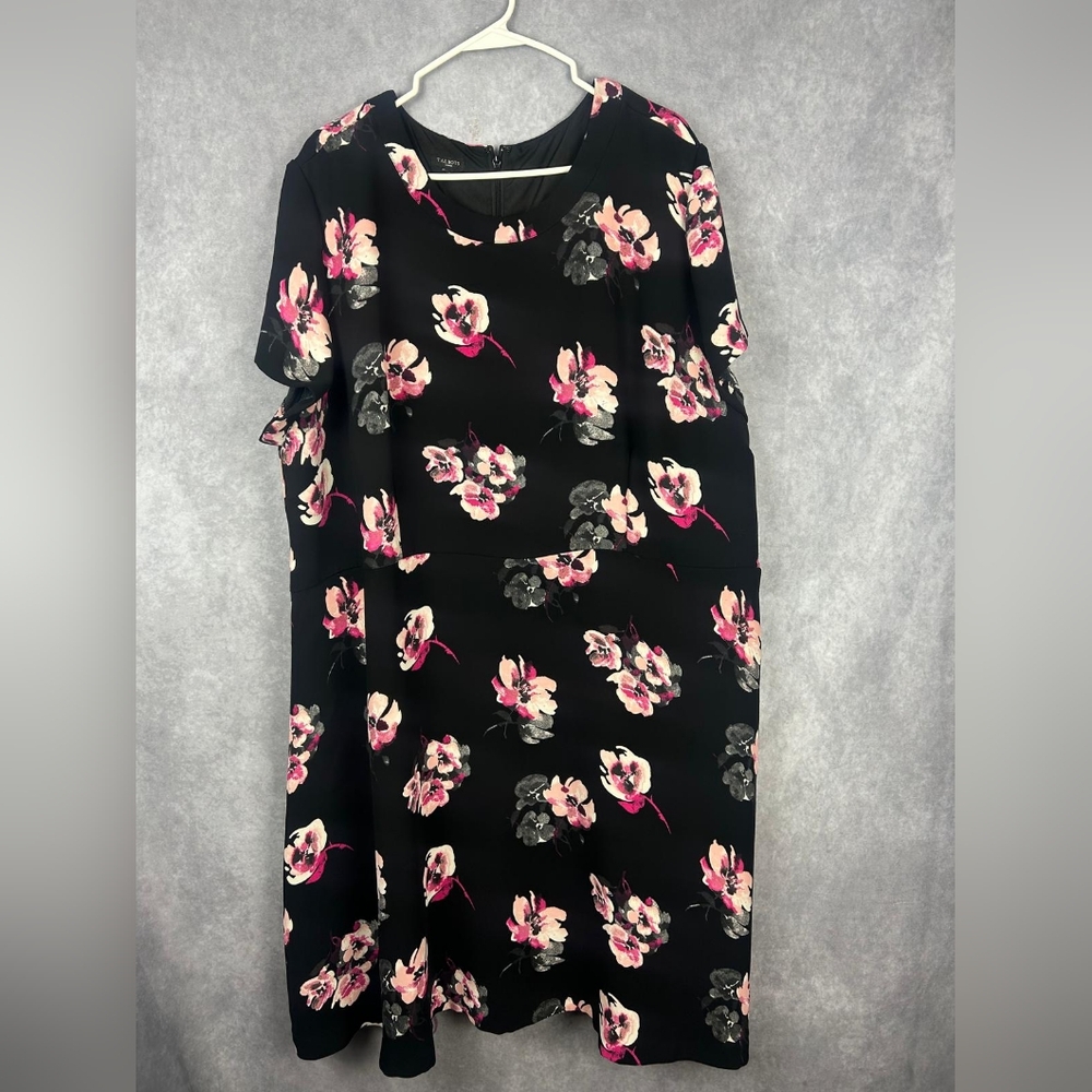 Talbots‎ Black Rose Floral Below Knee Dress With Lining Size 24W